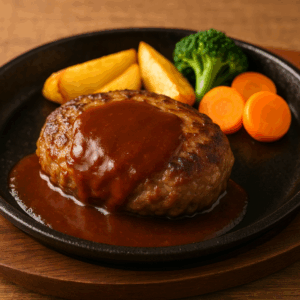 ハンバーグ-焼き目をつけてから蒸し焼きにする